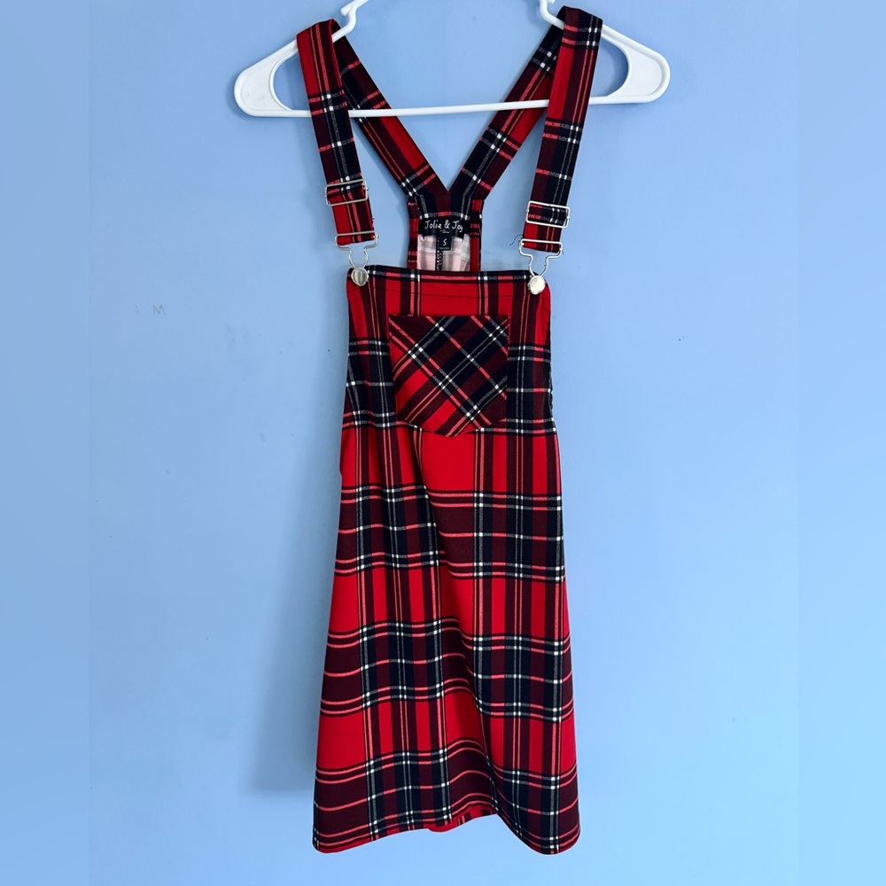 Jolie & Joy Red Red Overall Dress with Crossback Straps